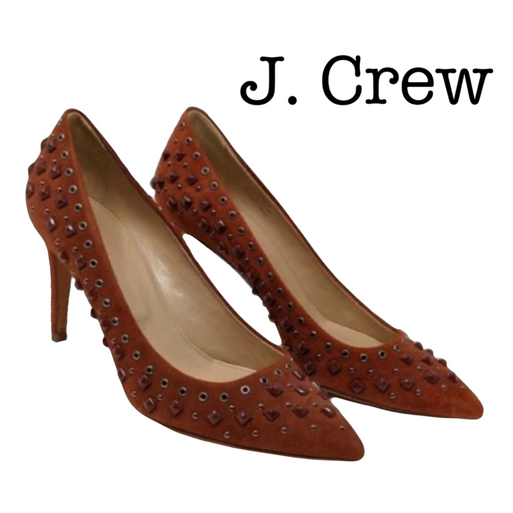 J. CREW Everly Studded Suede Pumps Vintage Rosewood Size 7 1/2